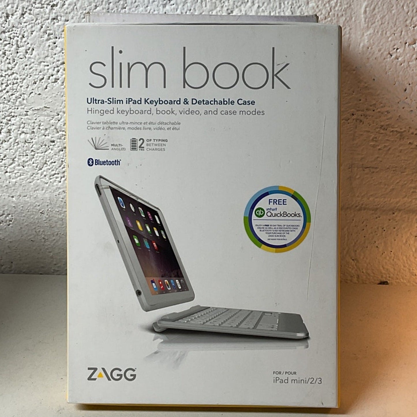 White - Slim Book Wireless Keyboard Case IPAD MINI/2/3
