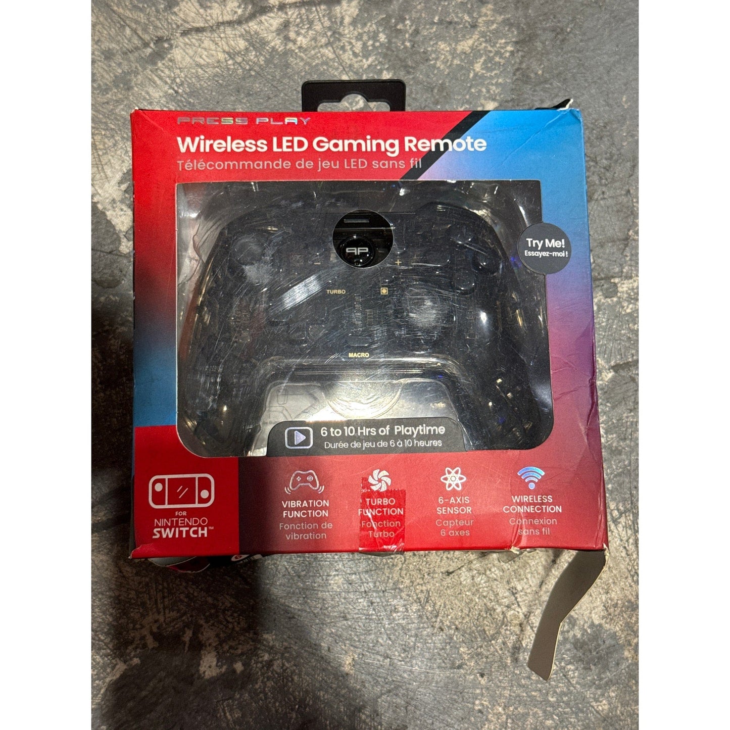 Nintendo Switch - Press Play Remote - Wireless LED Gaming Remote - Damaged Box
