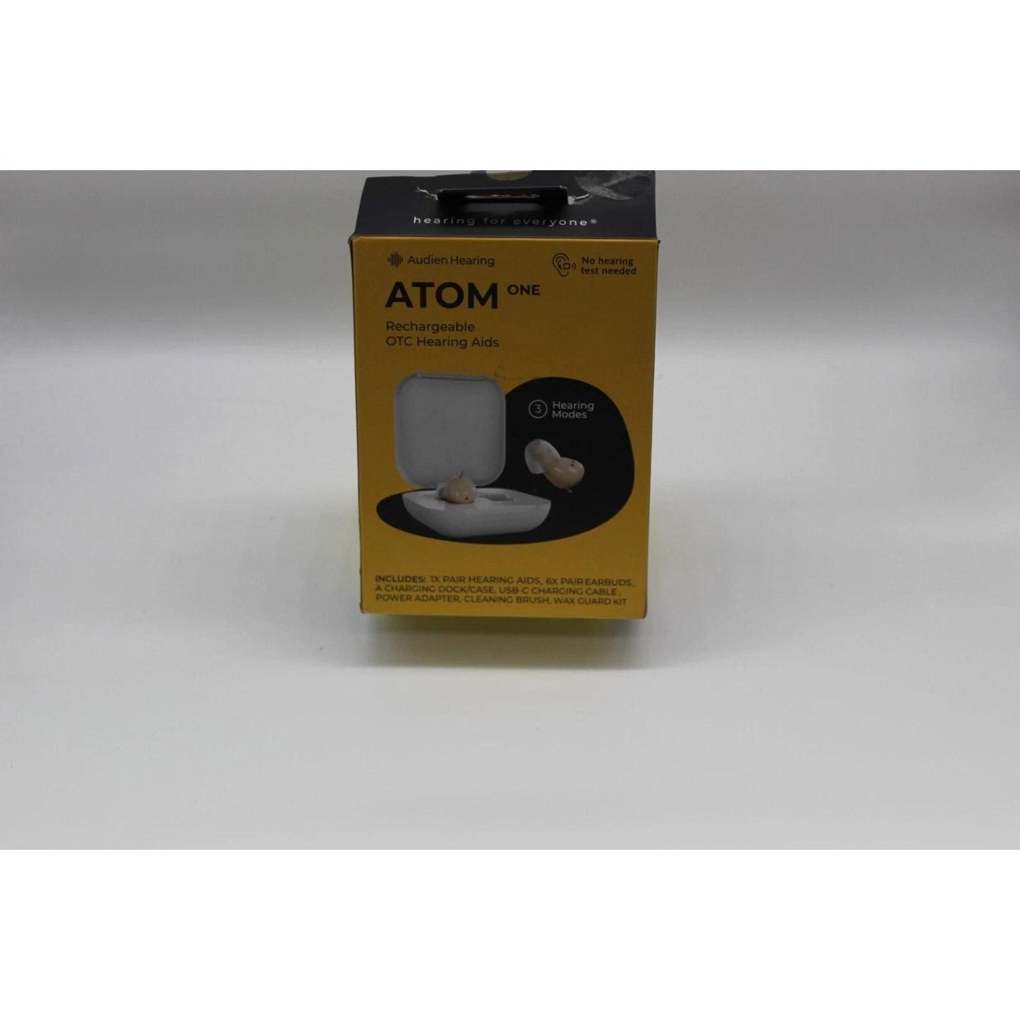 Audien Atom One Rechargeable OTC Hearing Aids New Open Box