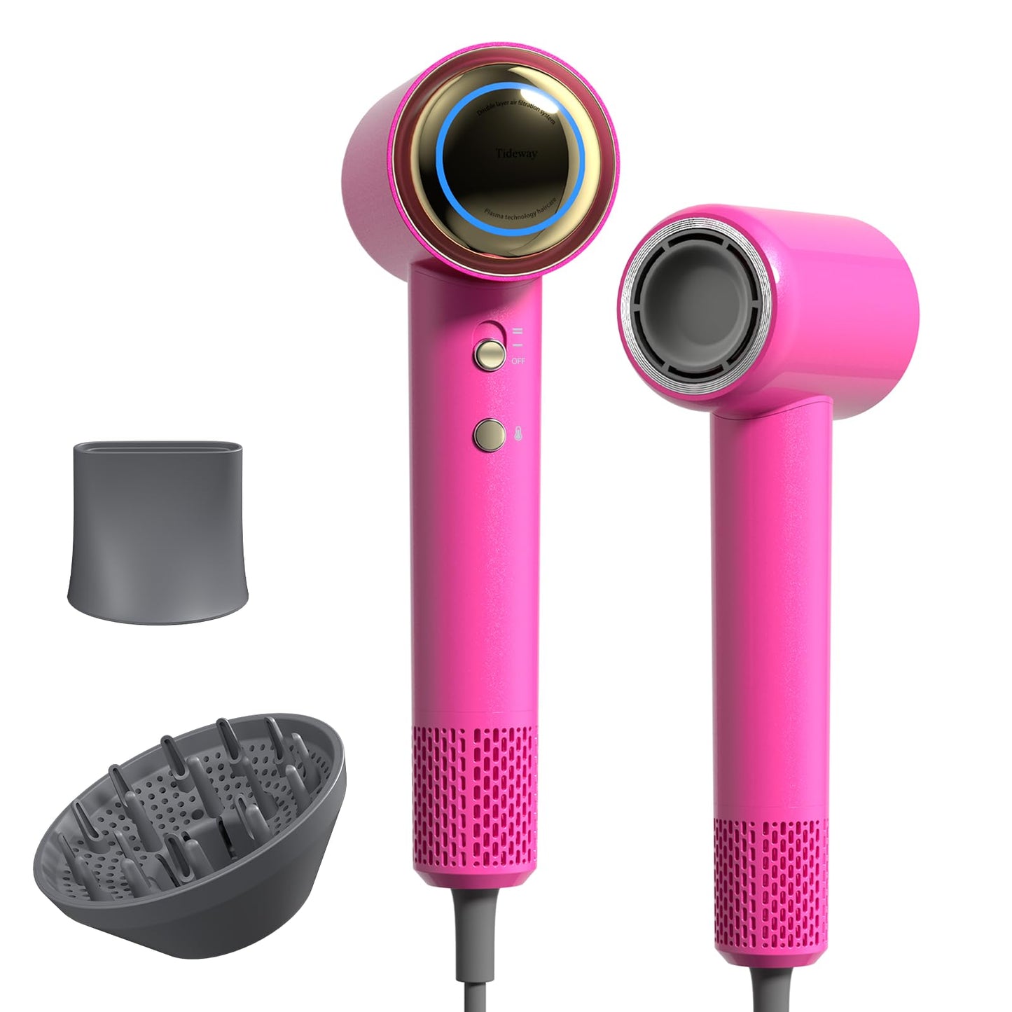 Tideway Hair Dryer Professional High-Speed Ionic Blow Dryer 110,000 RPM, Compact Hair Dryer with Magnetic Diffuser, Fast Drying with Brushless Motor Low Noise Smart Temperature Control-H11