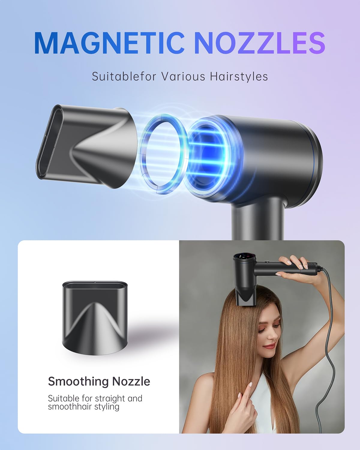 Hair Dryer, Professional Ionic Hair Dryer for Fast Drying, Low Noise and Quiet, Lightweight, 600 Mmillion Negative lonic High-Speed Hair Blow Dryer Without Hair Damage for Women, Men, Travel, Salon