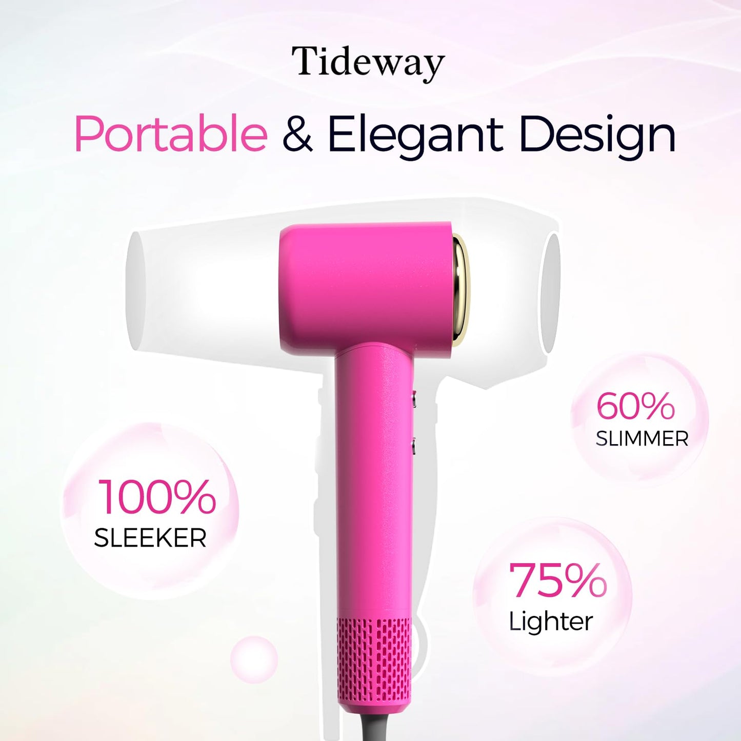 Tideway Hair Dryer Professional High-Speed Ionic Blow Dryer 110,000 RPM, Compact Hair Dryer with Magnetic Diffuser, Fast Drying with Brushless Motor Low Noise Smart Temperature Control-H11