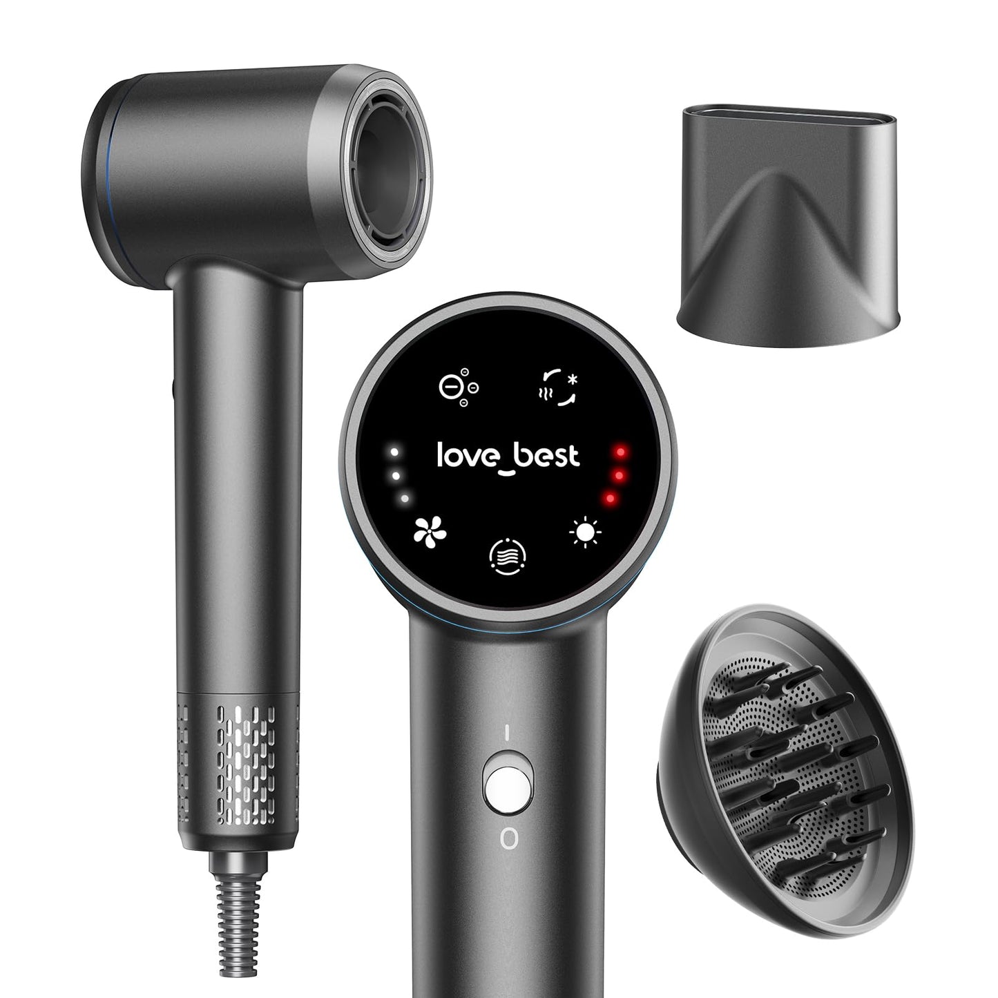 Hair Dryer, Professional Ionic Hair Dryer for Fast Drying, Low Noise, Lightweight, 600 Million Negative Ions High-Speed Hair Blow Dryer with Diffuser for Curly Hair Women, Men, Home, Travel, Salon
