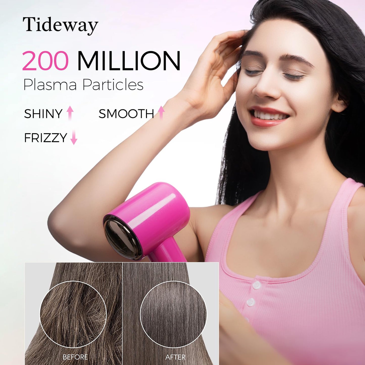 Tideway Hair Dryer Professional High-Speed Ionic Blow Dryer 110,000 RPM, Compact Hair Dryer with Magnetic Diffuser, Fast Drying with Brushless Motor Low Noise Smart Temperature Control-H11