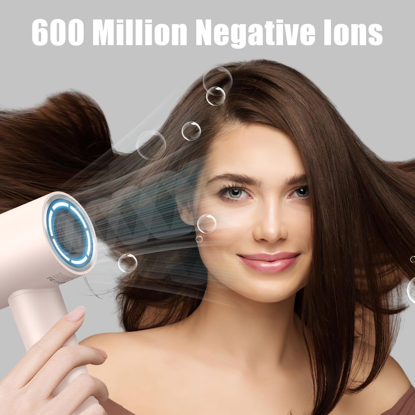 (OUTLET)slopehill 110,000 RPM Professional Hair Dryer - 0.8lb Ultra-Lightweight, 2 Billion Ion Technology for 98% Frizz Reduction, AI Smart-Temp Control, Magnetic Attachments for All Hair Types (Pink)