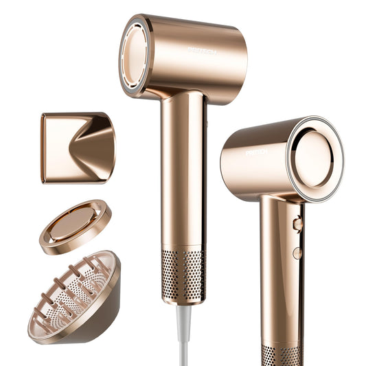 PRITECH High-Speed Ionic Hair Dryer with Diffuser,200M Negative Ions with Hair Oil-Infused Blowout Gilded Pro Blow Dryer,1500W Brushless Motor 5X Fast Dry,Low Noise, Lightweight for Travel Home Salon