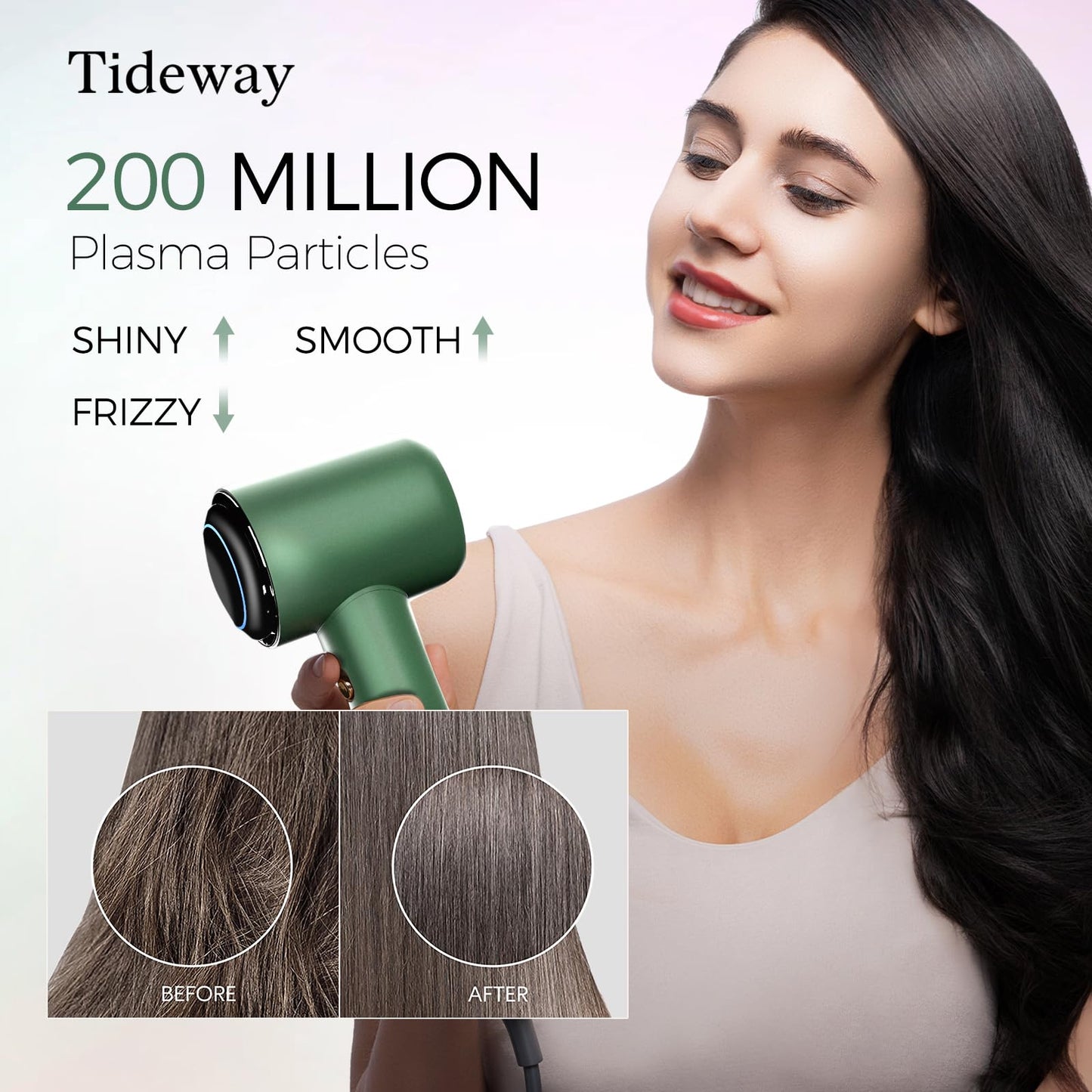 Tideway Hair Dryer Professional High-Speed Ionic Blow Dryer 110,000 RPM, Compact Hair Dryer with Magnetic Diffuser, Fast Drying with Brushless Motor Low Noise Smart Temperature Control-H11