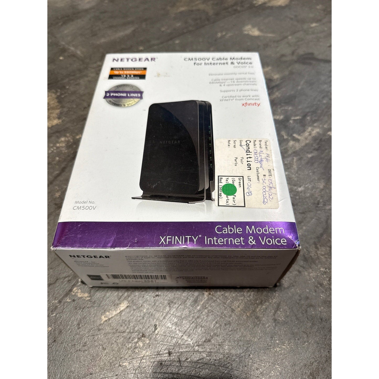 NetGear CM500V cable modem for internet and Voice