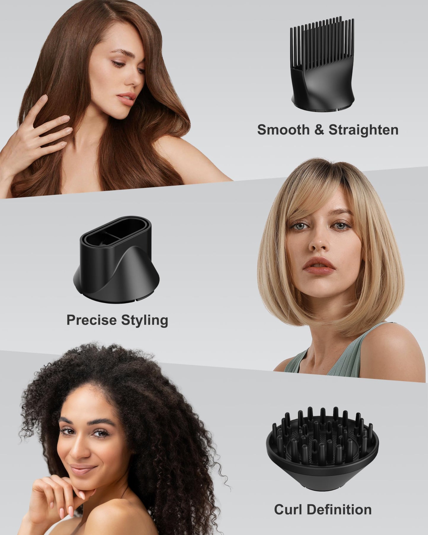 ANNLARY Hair Dryer with Comb | 1800W Blow Dryer with Diffuser for Curly Hair | Plasma Ionic Hairdryer for Frizz Control | Foldable & Protable Design for Travel | 6.5 ft ALCI Cord for Women and Men