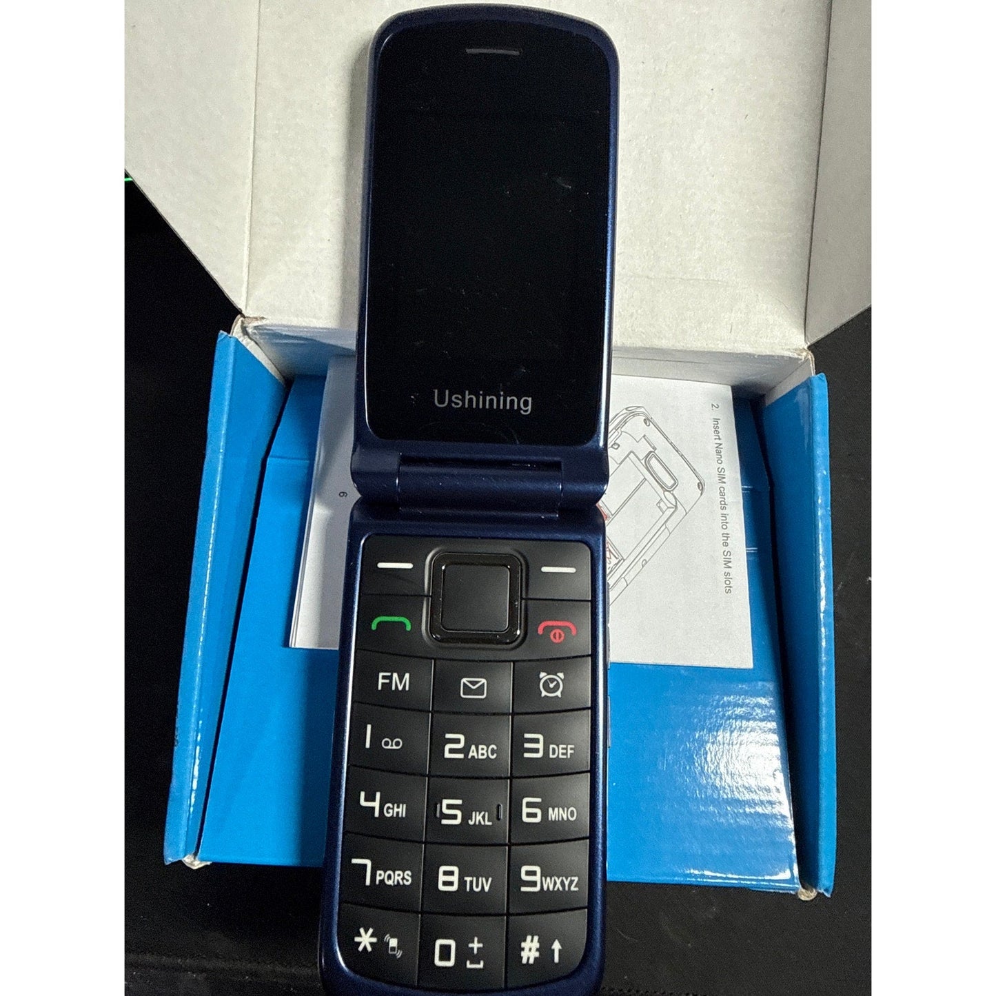 Ushining 4g senior cell phone - blue