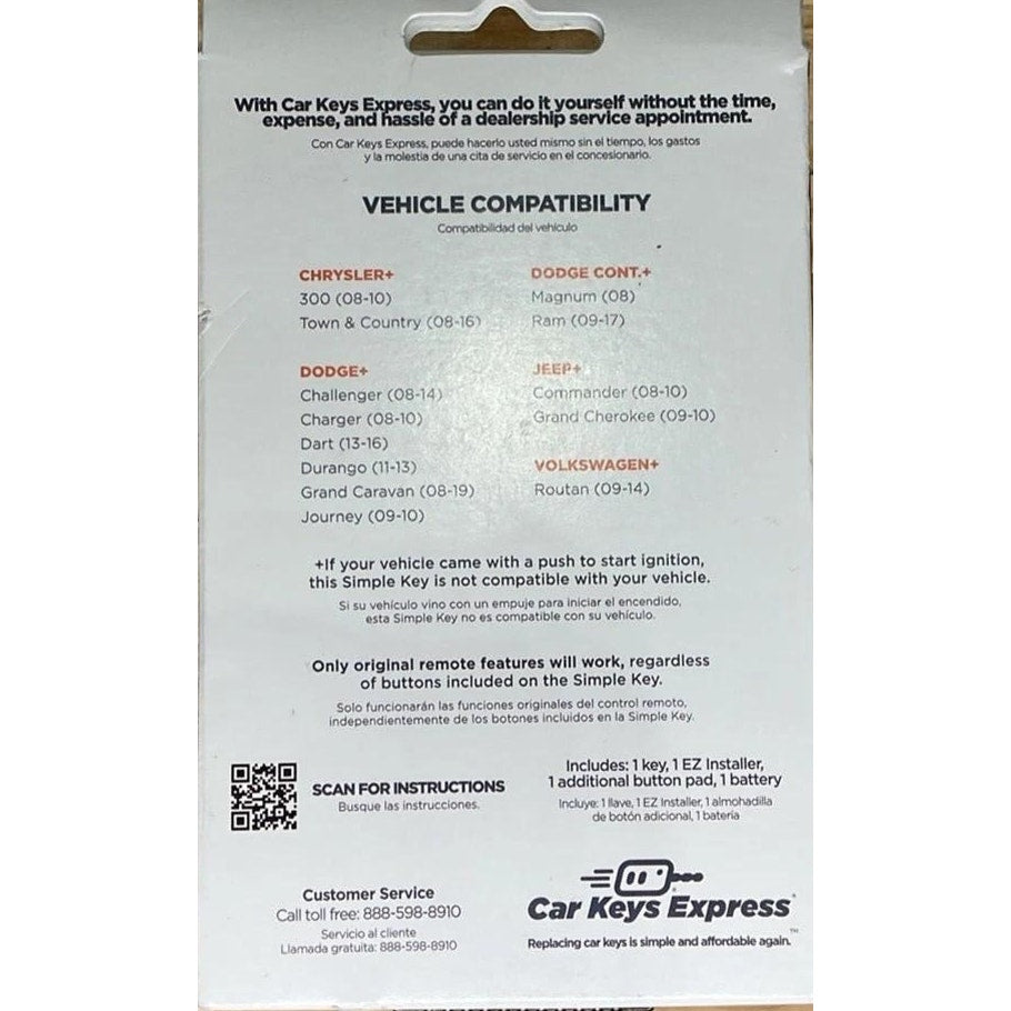 Car Keys Express Simple Key Replacement Kit Dodge
